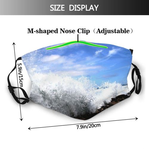 yanfind Winter Resources Expression Fitness Cloud Health Sky Ocean Friends Surfing Wave Vacation Dust Washable Reusable Filter and Reusable Mouth Warm Windproof Cotton Face