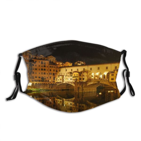yanfind City Town Florence Waterway Lighting Night Reflection Buildings Sky Settlement Light Canal Dust Washable Reusable Filter and Reusable Mouth Warm Windproof Cotton Face