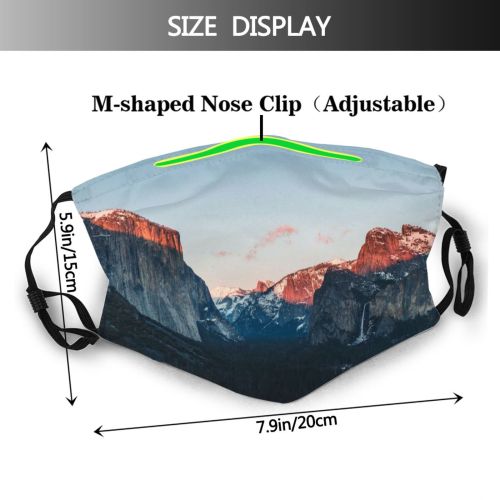 yanfind Idyllic Dawn Mountain Tranquil Scenery Capped Mountains Winter Cliff Outdoors Season Snow Dust Washable Reusable Filter and Reusable Mouth Warm Windproof Cotton Face