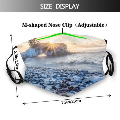 yanfind Dawn Ice Island Sunrise Beach USA Canada Sea Sunlight Morning Temperature Outdoors Dust Washable Reusable Filter and Reusable Mouth Warm Windproof Cotton Face