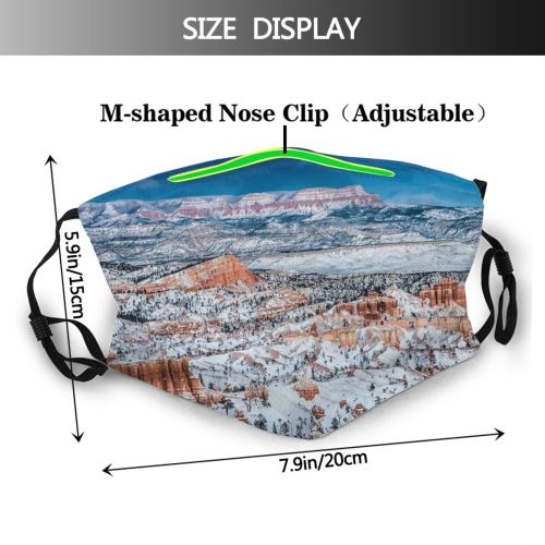 yanfind Glowing Sunset Landscape Point Hammer Snow Place Canyon Cliff Utah Famous Bryce Dust Washable Reusable Filter and Reusable Mouth Warm Windproof Cotton Face