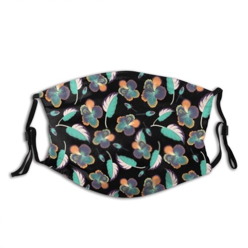 yanfind Hawaiian Fashion Multicolored Cute Hawaii Colorful Seamless Tahiti Summer Flowers Plumeria Blossom Dust Washable Reusable Filter and Reusable Mouth Warm Windproof Cotton Face