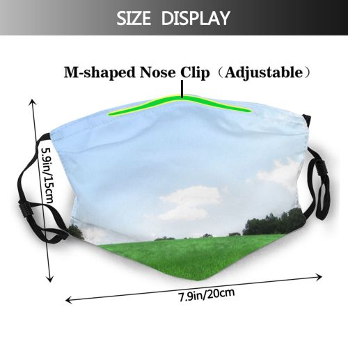 yanfind Field Open Sky Vast Meadow Grass Farm Clouds Grassland Hay Sky Grass Dust Washable Reusable Filter and Reusable Mouth Warm Windproof Cotton Face