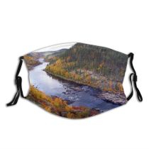 yanfind Natural Autumn Wilderness Landscape Fall Leaf Tree Autumn Biome Season Finland Lapland Dust Washable Reusable Filter and Reusable Mouth Warm Windproof Cotton Face