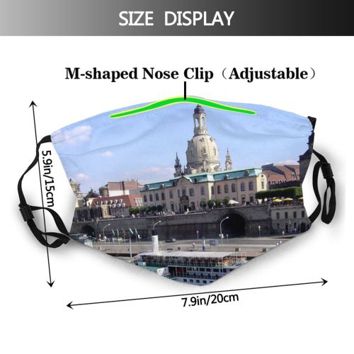 yanfind Town Settlement Transport Historic Church Tourism Center Elbe City Elbflorenz Saxony Boat Dust Washable Reusable Filter and Reusable Mouth Warm Windproof Cotton Face
