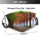 yanfind Idyllic Autumn Perspective Foliage Park Road Walkway Branches Roadway Tranquil Scenery Tree Dust Washable Reusable Filter and Reusable Mouth Warm Windproof Cotton Face