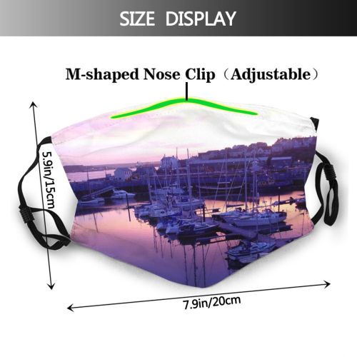 yanfind Marina Harbor Marina Boats Sunset Sky Sky Reflection Dock Boat Yachts Port Dust Washable Reusable Filter and Reusable Mouth Warm Windproof Cotton Face