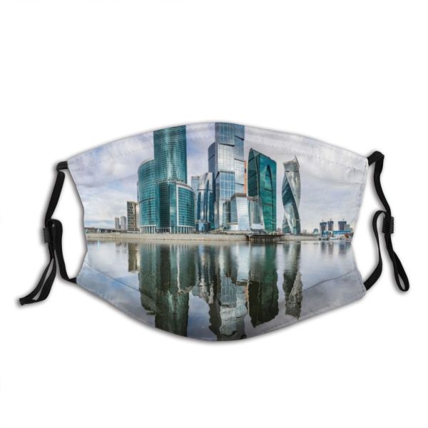 yanfind Financial Design Capital Skyscraper Downtown Cities Point Russian Glass District  Snow Dust Washable Reusable Filter and Reusable Mouth Warm Windproof Cotton Face