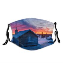 yanfind Harjedalen Scandinavia Sunset Cottage Tranquility Agriculture Rural Scene Snow Sweden Sky Scenics Dust Washable Reusable Filter and Reusable Mouth Warm Windproof Cotton Face