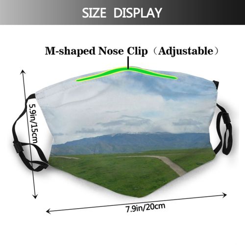 yanfind Grassland Landscape Highland Natural Outdoor California Steppe Mountain Ecoregion Bakersfield Hill Pasture Dust Washable Reusable Filter and Reusable Mouth Warm Windproof Cotton Face
