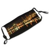 yanfind Industrial Factory Sunset Evening Night Manufacturing Tower Bridge River Power Petroleum Dark Dust Washable Reusable Filter and Reusable Mouth Warm Windproof Cotton Face
