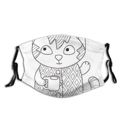 yanfind Fashion Pages Striped Cat Kitty Cute Therapy Coloring Contour Doodle Ornament Pet Dust Washable Reusable Filter and Reusable Mouth Warm Windproof Cotton Face
