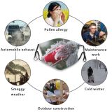 yanfind Winter Impressions Macro Leaf Plant Bud Frost Winter Freezing Snow Plants Flower Dust Washable Reusable Filter and Reusable Mouth Warm Windproof Cotton Face