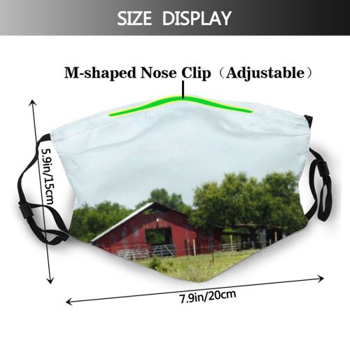 yanfind Rural Grassland Barn Ranch Landscape Lot Barn Grass Area Pasture Scene Land Dust Washable Reusable Filter and Reusable Mouth Warm Windproof Cotton Face