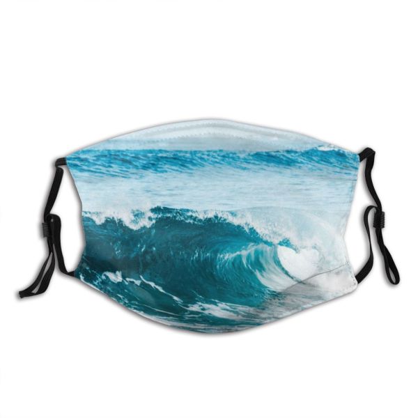 yanfind Idyllic Endless Motion Seaside Breeze Recreation Tide Sea Aqua Stormy Daytime Beach Dust Washable Reusable Filter and Reusable Mouth Warm Windproof Cotton Face