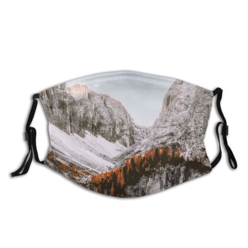 yanfind Ice Glacier Daylight Frost Sight Mountain Clouds Peaks Frozen Scenery Capped Altitude Dust Washable Reusable Filter and Reusable Mouth Warm Windproof Cotton Face