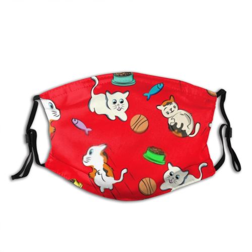 yanfind Fashion Meow Cat Kitty Cute Jump Calico Seamless Cloth Doodle Ball Baby Dust Washable Reusable Filter and Reusable Mouth Warm Windproof Cotton Face