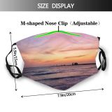 yanfind Idyllic Shore Oceanside Sunset Seaside Dawn Waves Sea Clouds Beach Tranquil Scenery Dust Washable Reusable Filter and Reusable Mouth Warm Windproof Cotton Face
