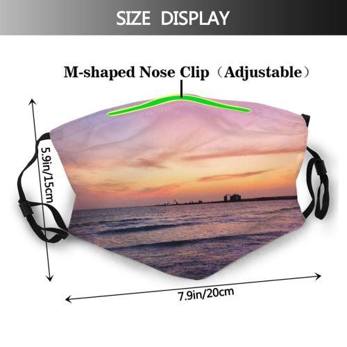 yanfind Idyllic Shore Oceanside Sunset Seaside Dawn Waves Sea Clouds Beach Tranquil Scenery Dust Washable Reusable Filter and Reusable Mouth Warm Windproof Cotton Face