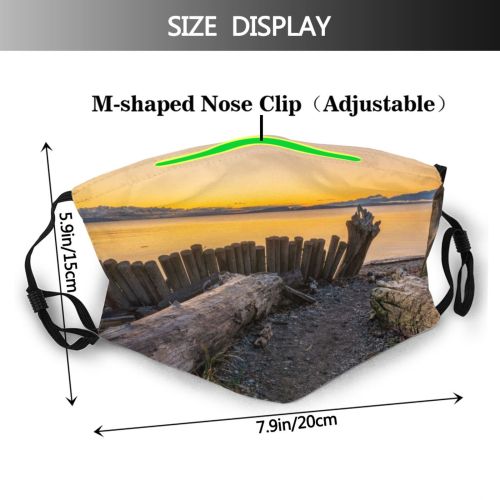 yanfind Jetty Shore Wooden Golden Calm Park Sunset Evening Dawn Sea Goose Beach Dust Washable Reusable Filter and Reusable Mouth Warm Windproof Cotton Face