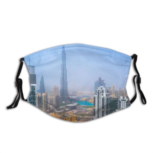 yanfind Khalifa Shot Landmark Tallest Tower Urban High Buildings Modern Architecture Dubai City Dust Washable Reusable Filter and Reusable Mouth Warm Windproof Cotton Face