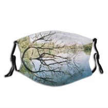 yanfind Lake Landscape Reflection Trees Sky Tree Branch Natural River Branches Bank Dust Washable Reusable Filter and Reusable Mouth Warm Windproof Cotton Face