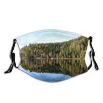 yanfind Leaves Resources Landscape Reflection Tarn Tree Lake Natural Autumn Wilderness Dust Washable Reusable Filter and Reusable Mouth Warm Windproof Cotton Face