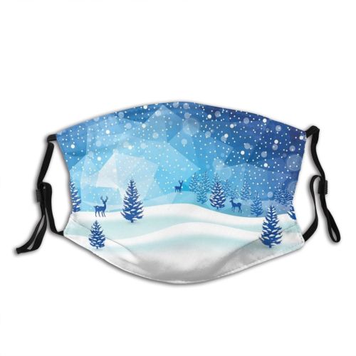 yanfind Ice Zigzag Design Frost Defocused Star Landscape Reindeer Polar Tree Night Snow Dust Washable Reusable Filter and Reusable Mouth Warm Windproof Cotton Face