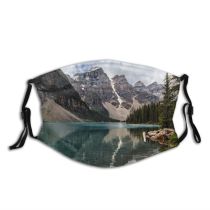 yanfind Idyllic Lake Daylight Pine Forest Clouds Tranquil River Scenery Mountains Trees Outdoors Dust Washable Reusable Filter and Reusable Mouth Warm Windproof Cotton Face