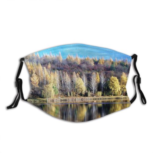 yanfind Natural Fish Yawl Row Health Recreation Landscape Boat Calm Reflection Sky Sculler Dust Washable Reusable Filter and Reusable Mouth Warm Windproof Cotton Face