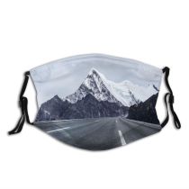 yanfind East Range  Winding Sichuan Tranquiy Snow Scene Snowcapped Way Motion Forward Dust Washable Reusable Filter and Reusable Mouth Warm Windproof Cotton Face