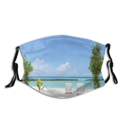 yanfind Chairs Lounge Chaise Ocean Longue Caribbean Bay Scenic Tropical Maldive Coastline Seaside Dust Washable Reusable Filter and Reusable Mouth Warm Windproof Cotton Face