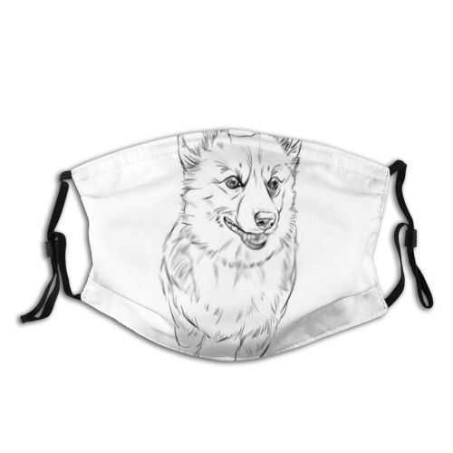yanfind Isolated Fur Young Cute Dog Puppy Pedigree Welsh Vintage Design Face Ears Dust Washable Reusable Filter and Reusable Mouth Warm Windproof Cotton Face