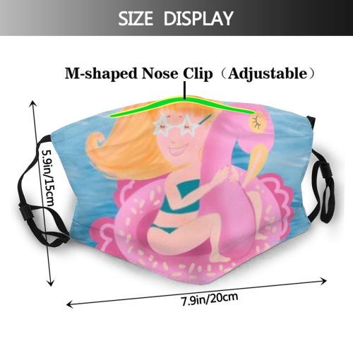 yanfind Isolated Lovely Ring Vacation Cute Mermaid Flamingo Smiling Fantasy Summertime Pool Rubber Dust Washable Reusable Filter and Reusable Mouth Warm Windproof Cotton Face