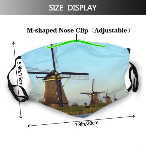 yanfind Holland Mill Polder Building Wind Gristmill Netherlands Turbine Grass Dutch Sky Row Dust Washable Reusable Filter and Reusable Mouth Warm Windproof Cotton Face