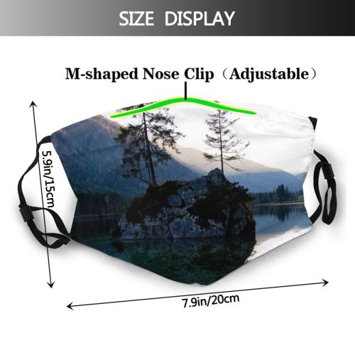 yanfind Idyllic Lake Calm Daytime Tranquil Scenery Mountains Trees Sky Clear Peaceful Stones Dust Washable Reusable Filter and Reusable Mouth Warm Windproof Cotton Face