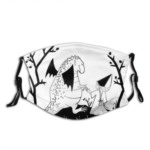 yanfind Isolated Cute Fantasy Tale Dress Doodle Child Magic Humor Design Childhood Dragon Dust Washable Reusable Filter and Reusable Mouth Warm Windproof Cotton Face