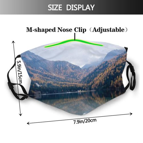 yanfind Idyllic Lake Calm Mountain Clouds Daytime Coniferous Tranquil Picturesque Scenery Mountains Peak Dust Washable Reusable Filter and Reusable Mouth Warm Windproof Cotton Face