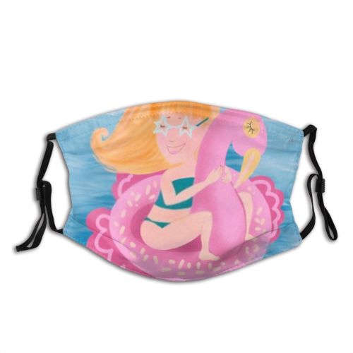 yanfind Isolated Lovely Ring Vacation Cute Mermaid Flamingo Smiling Fantasy Summertime Pool Rubber Dust Washable Reusable Filter and Reusable Mouth Warm Windproof Cotton Face