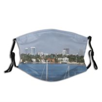 yanfind Harbor Vehicle Sailboat Skyscraper Biscayne Skylines Sailboats Boat Pool Sky Skyscrapers City Dust Washable Reusable Filter and Reusable Mouth Warm Windproof Cotton Face