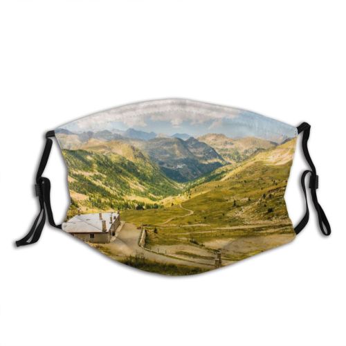 yanfind Idyllic Sight Mountain Slopes Clouds Daytime Tranquil Scenery Mountains Peak Grass Valley Dust Washable Reusable Filter and Reusable Mouth Warm Windproof Cotton Face