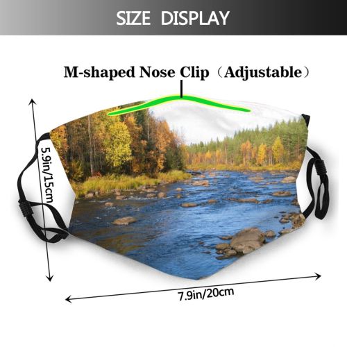 yanfind Natural Wilderness Landscape Mountain Zone Riparian River Tree Stream Bank Finland Lapland Dust Washable Reusable Filter and Reusable Mouth Warm Windproof Cotton Face