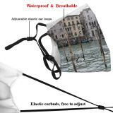 yanfind Romance Old Love Vehicle Boating Gondola Boat Buildings Venice City Watercraft Passion Dust Washable Reusable Filter and Reusable Mouth Warm Windproof Cotton Face
