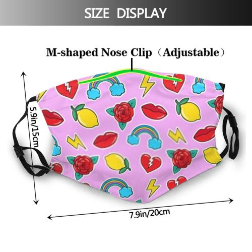 yanfind Isolated Rainbow Patch Fashion Kawaii Bold Cute Old Seamless Colorful Badge Trendy Dust Washable Reusable Filter and Reusable Mouth Warm Windproof Cotton Face