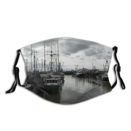 yanfind Richmond Marina Watercraft Harbor Fishing Dock Waterway Mast Overcast Boat Harbour Vehicle Dust Washable Reusable Filter and Reusable Mouth Warm Windproof Cotton Face