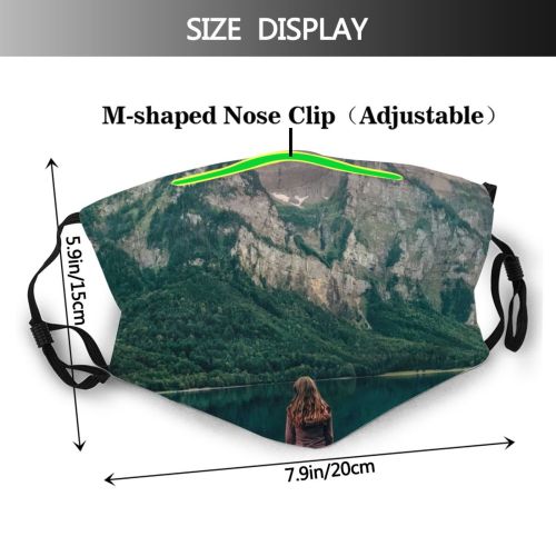 yanfind Lake Sunset Dawn Leisure Mountain Forest Clouds Dock Mountains Alps Outdoors Girl Dust Washable Reusable Filter and Reusable Mouth Warm Windproof Cotton Face