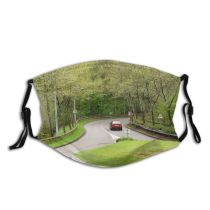 yanfind Lane Road Transportation Landscape Spring Windy Tree Thoroughfare Car Grass Road Natural Dust Washable Reusable Filter and Reusable Mouth Warm Windproof Cotton Face