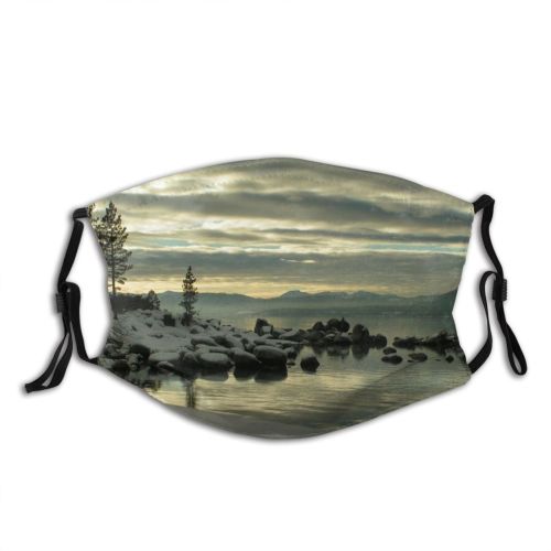 yanfind Cloud Lake Landscape Scenery Sky Tree Reflection Morning Natural Atmospheric Evening Snow Dust Washable Reusable Filter and Reusable Mouth Warm Windproof Cotton Face