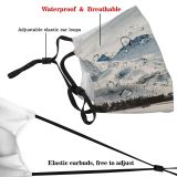yanfind Idyllic Ice Glacier Daylight Frost Mountain Gloomy Snowy Clouds Frozen Tranquil High Dust Washable Reusable Filter and Reusable Mouth Warm Windproof Cotton Face
