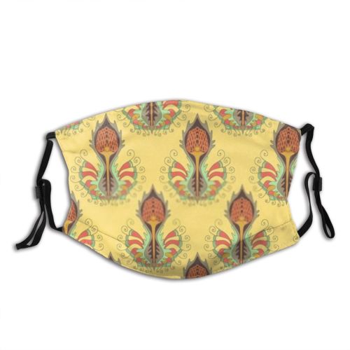 yanfind Abstract Decor Swirl Cute Old Seamless Colorful Indian Elegance Vintage Ornament Design Dust Washable Reusable Filter and Reusable Mouth Warm Windproof Cotton Face